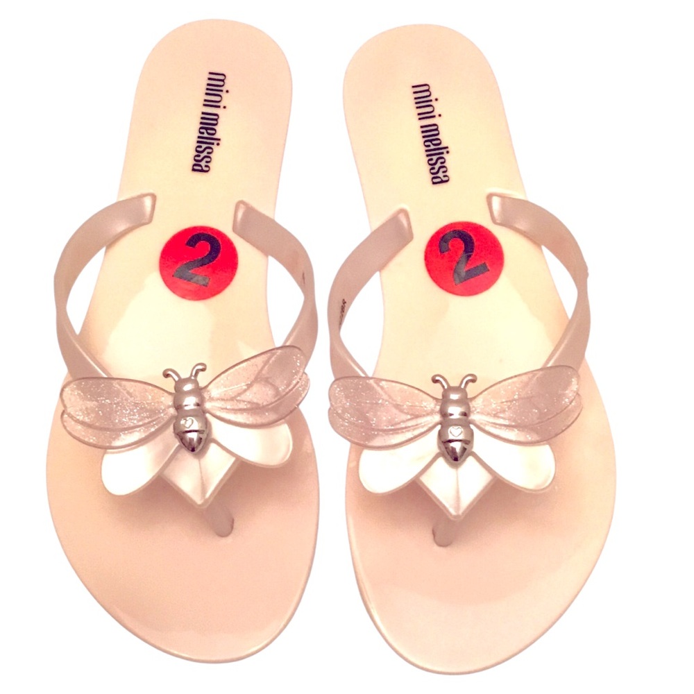 Mini Melissa Flip Flop Sandal Size 2 Harmonic Bugs Ivory Jellies - Picture 2 of 11